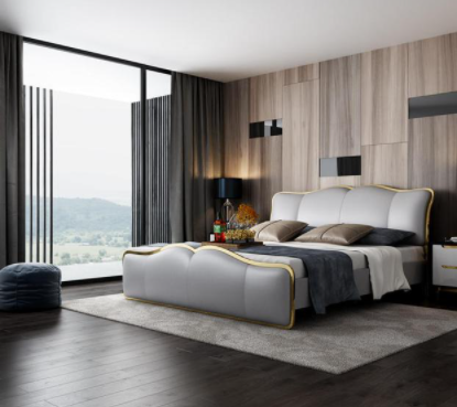 雙虎雙人沙發(fā)床：輕奢真皮雙人床，一下就能俘獲顏值控