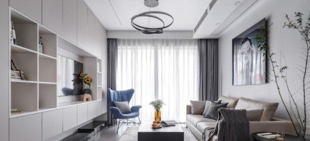 書柜效果圖片：電視墻局部做書柜，怎么做好看？