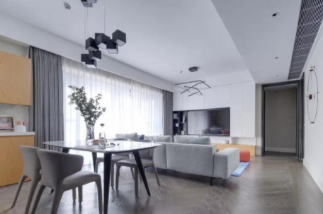 家裝客廳裝修設(shè)計(jì)：148平現(xiàn)代風(fēng)四居室，獨(dú)享開(kāi)放式衣帽間太爽了