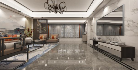 新房裝修設計：現(xiàn)代中式風的新房裝修完工，入戶就被玄關背景墻迷住